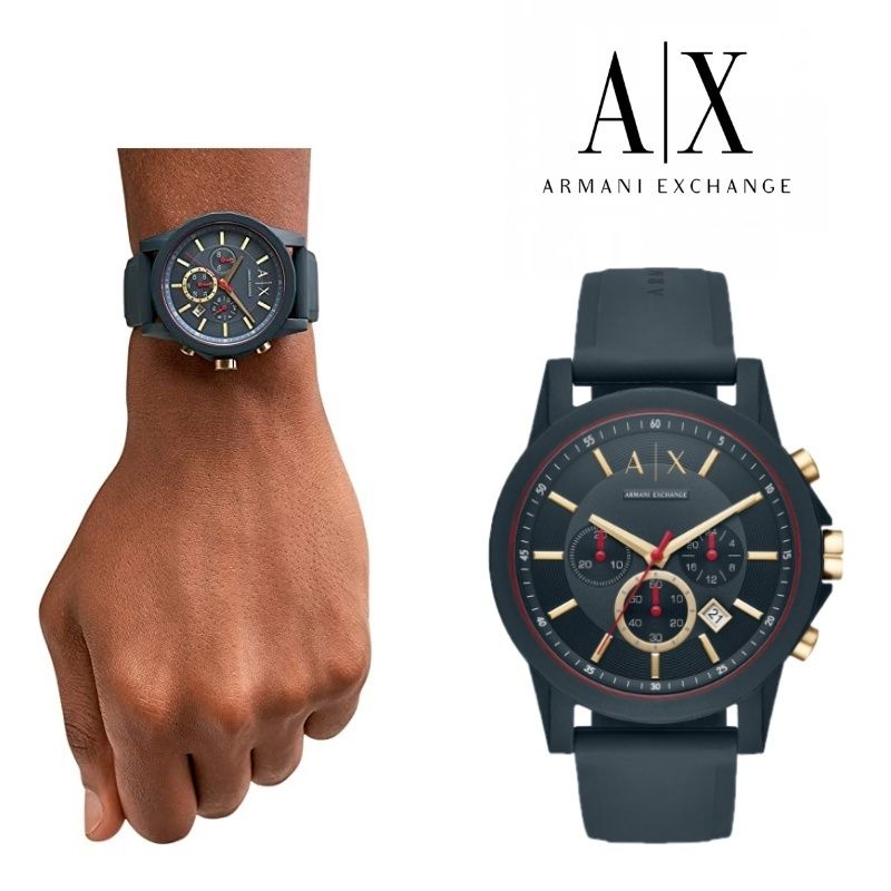 Armani Exchange Outerbanks AX1335 Men's Chronograph Watch – Blue Dial with Blue Silicone Strap
